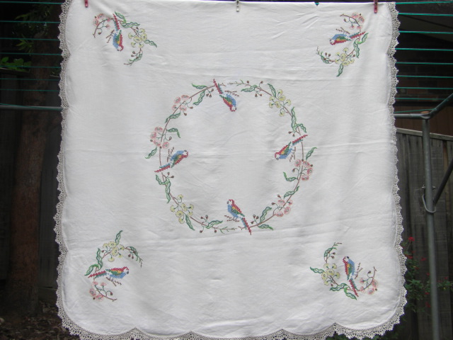Early Australian Linens - a private collection.: Table cloths..