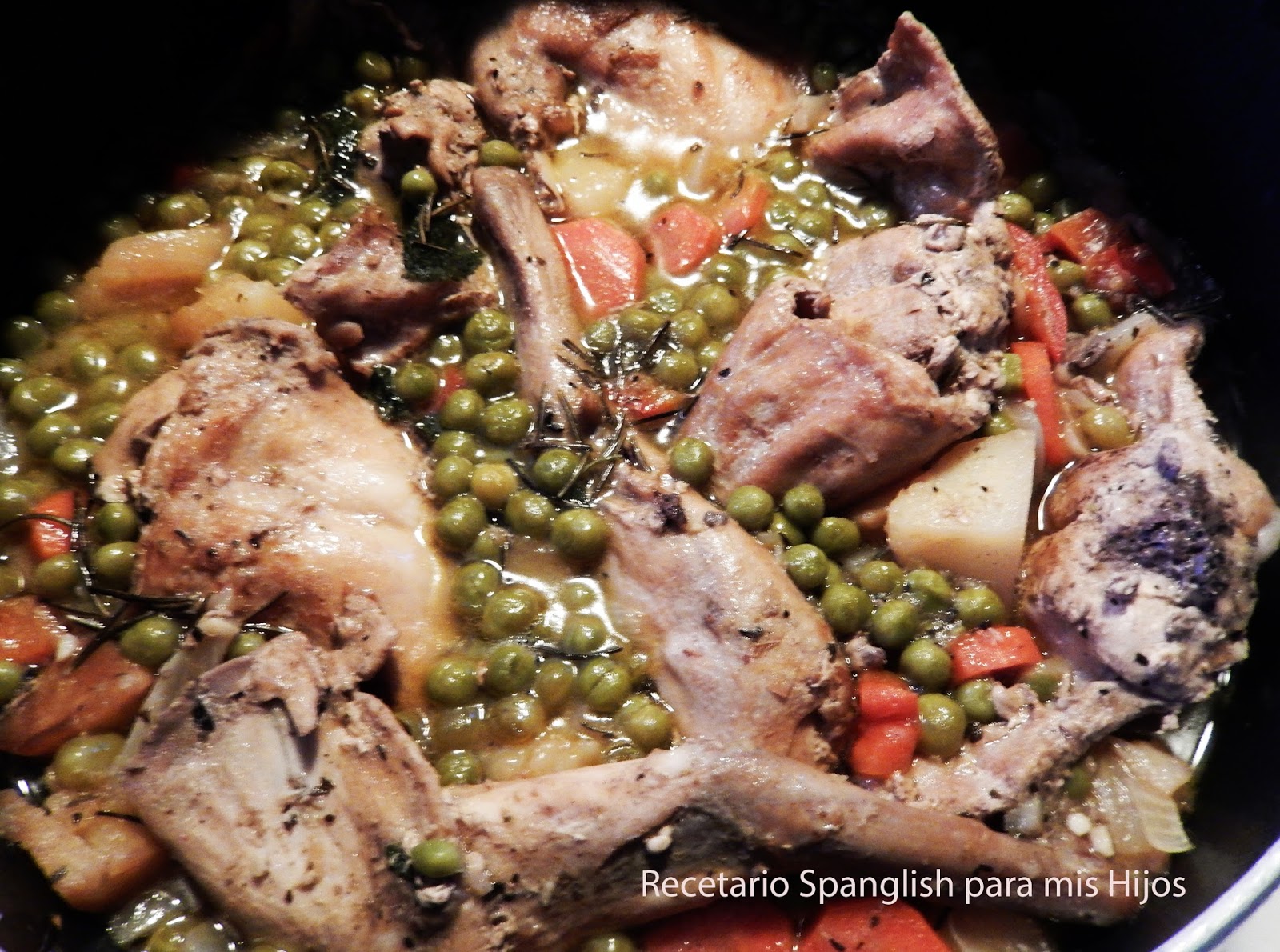 Recetario Spanglish para mis hijos Guiso de conejo al vino blanco