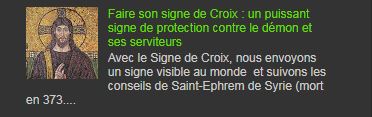 Faire son signe de Croix : un puissant signe  de protection  contre le démon  et ses serviteurs