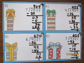 Reindeer Long Division With Remainders Task Cards