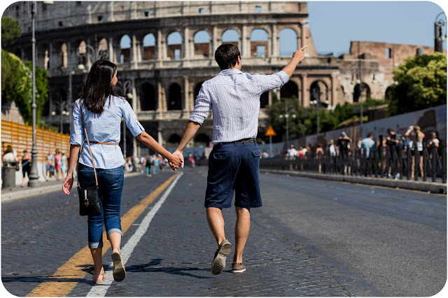 Couple walking in rome
