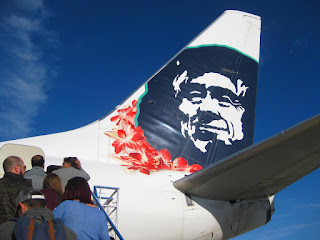 Passengers boarding an Alaska Airlines Boeing 737 in Sacramento, California