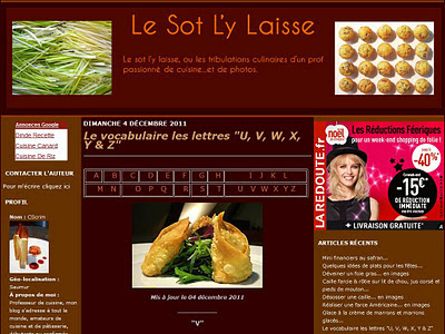 Le vocabulaire de la cuisine sur Le Sot L'y Laisse : lettres U, V, W, X, Y et Z