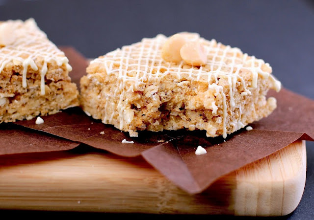 Healthy White Chocolate Macadamia Nut Krispy Treats - Desserts with Benefits