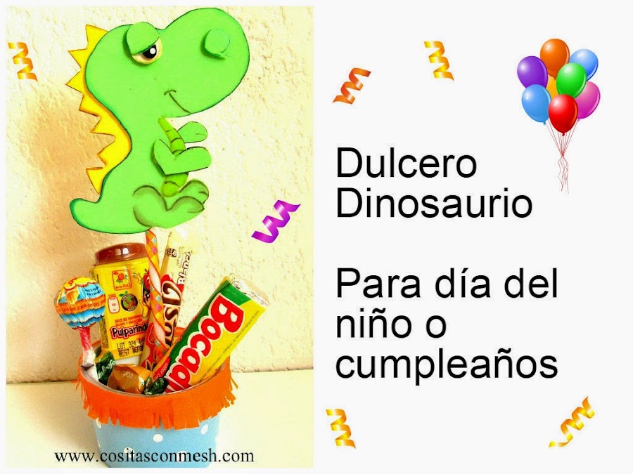 Manualidades para dia del niño dulcero dinosaurio | Manualidades