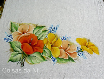 pintura pano de copa hibisco flor