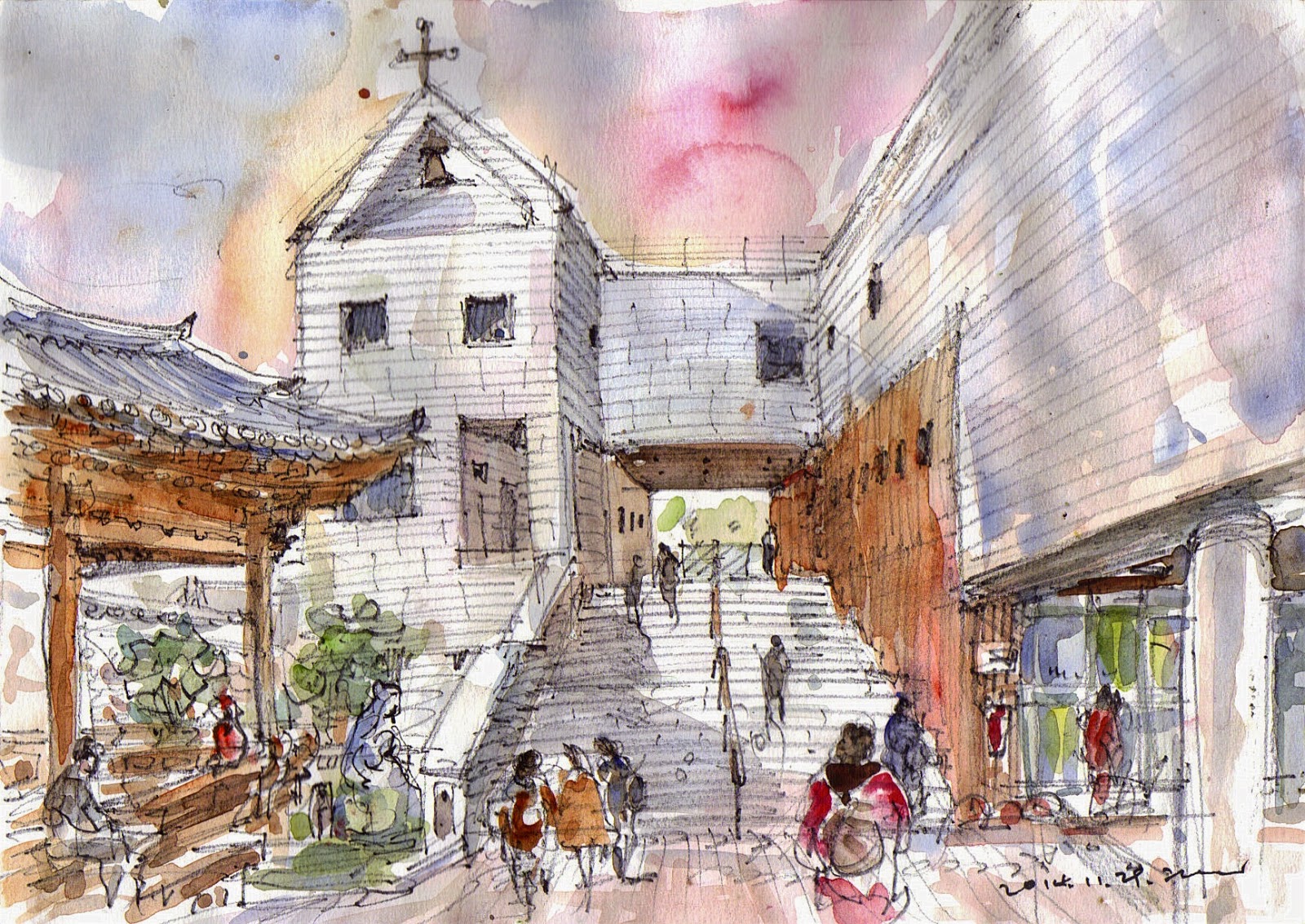 some sketches at Bukchon Hanok Village, Jongnogu,Seoul Urban Sketchers
