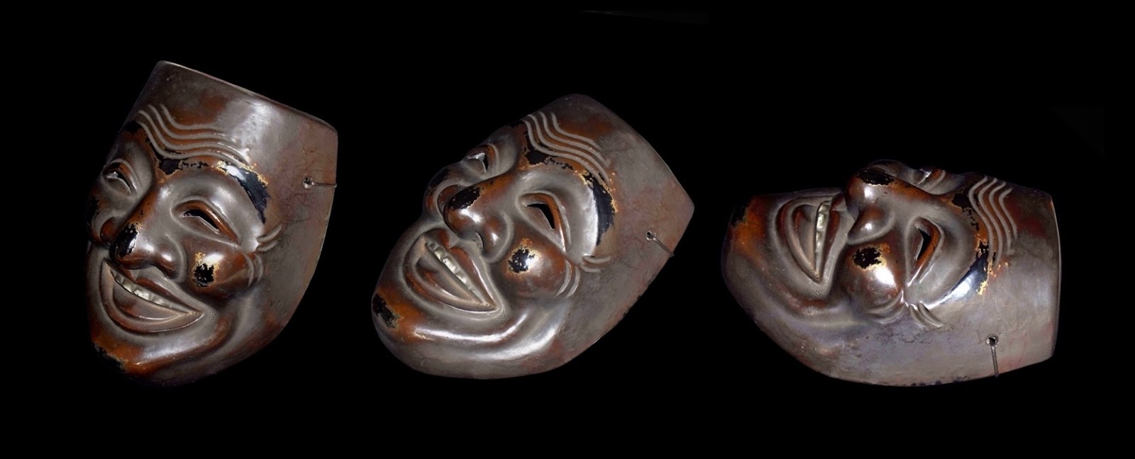 Maschera In Legno Giapponese Noh Vecchio Anziano - Intagliata A Mano 22x16x8 Cm