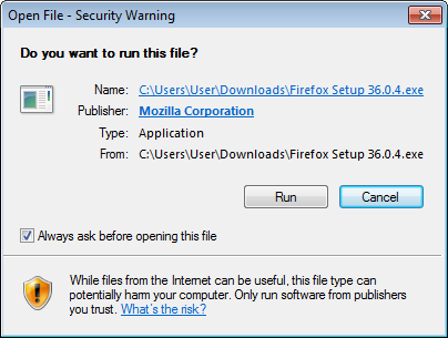Security Warning when running a windows executable that was properly signed.