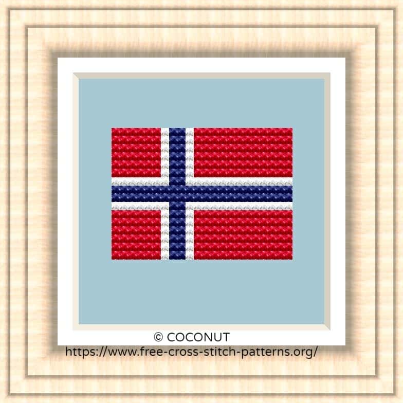 NATIONAL FLAG OF NORWAY CROSS STITCH CHART Free cross stitch pattern