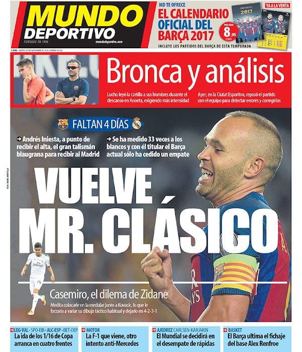 FC Barcelona, Mundo Deportivo: "Vuelve Mr. Clásico"