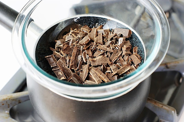 Chopped Chocolate in the Top of a Double Boiler Image