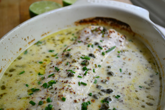 baked whitefish with mustard sauce