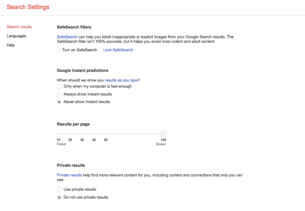Where is Google Preferences on Missing from Search Page