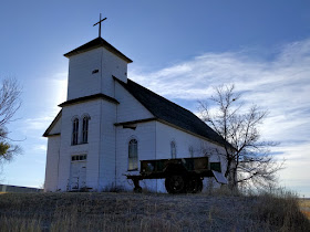 Abandoned white church, Matheson, Colorado