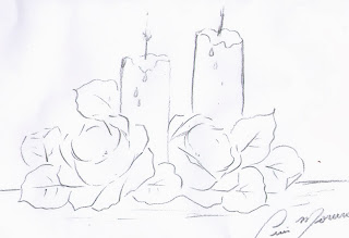 desenho de rosas e velas para pintar