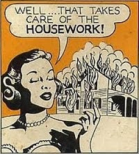 A Housewife Cooks and Cleans