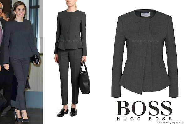 Queen Letizia wore HUGO BOSS Jadela Stretch Virgin Wool Asymmetrical Blazer
