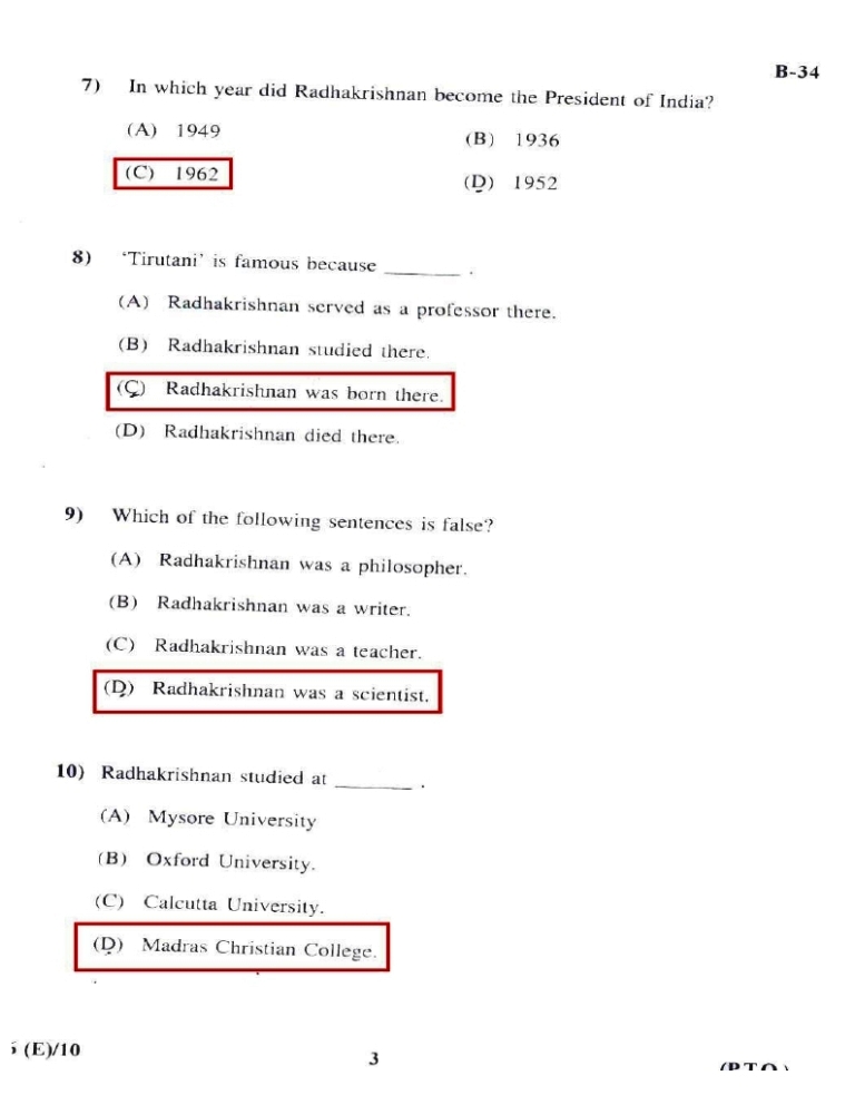K.J.Shah High School Theba ENGLISH (SL) ANSWER KEY 2017