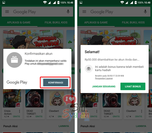 cara memasukan kode voucher playstore