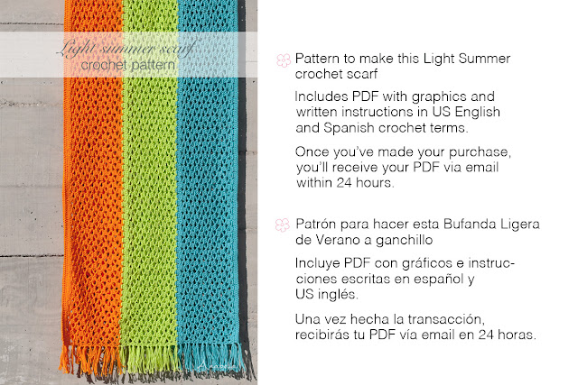 Light Summer crochet scarf pattern, Anabelia Craft Design