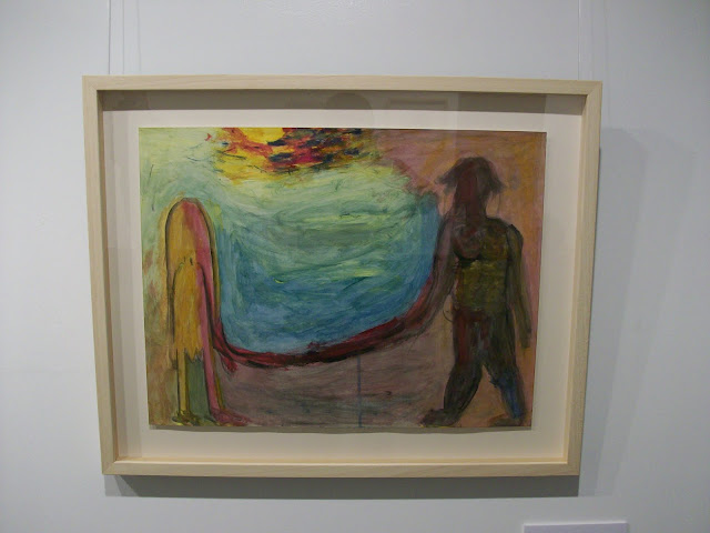 Pintura titulada: Ese hilo invisible que debería unir a las personas que se aman, obra de Emebezeta, que data de noviembre de 2009 y que mide 46 x 61 cm, sin el marco.