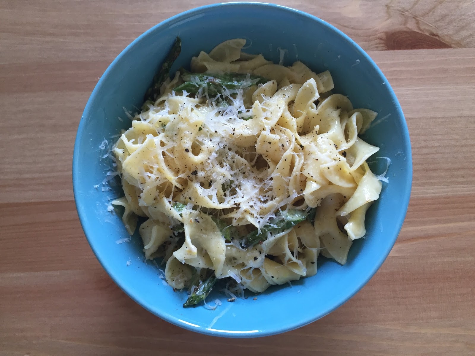 Creamy Lemon Pasta with Asparagus and Garlic Scapes