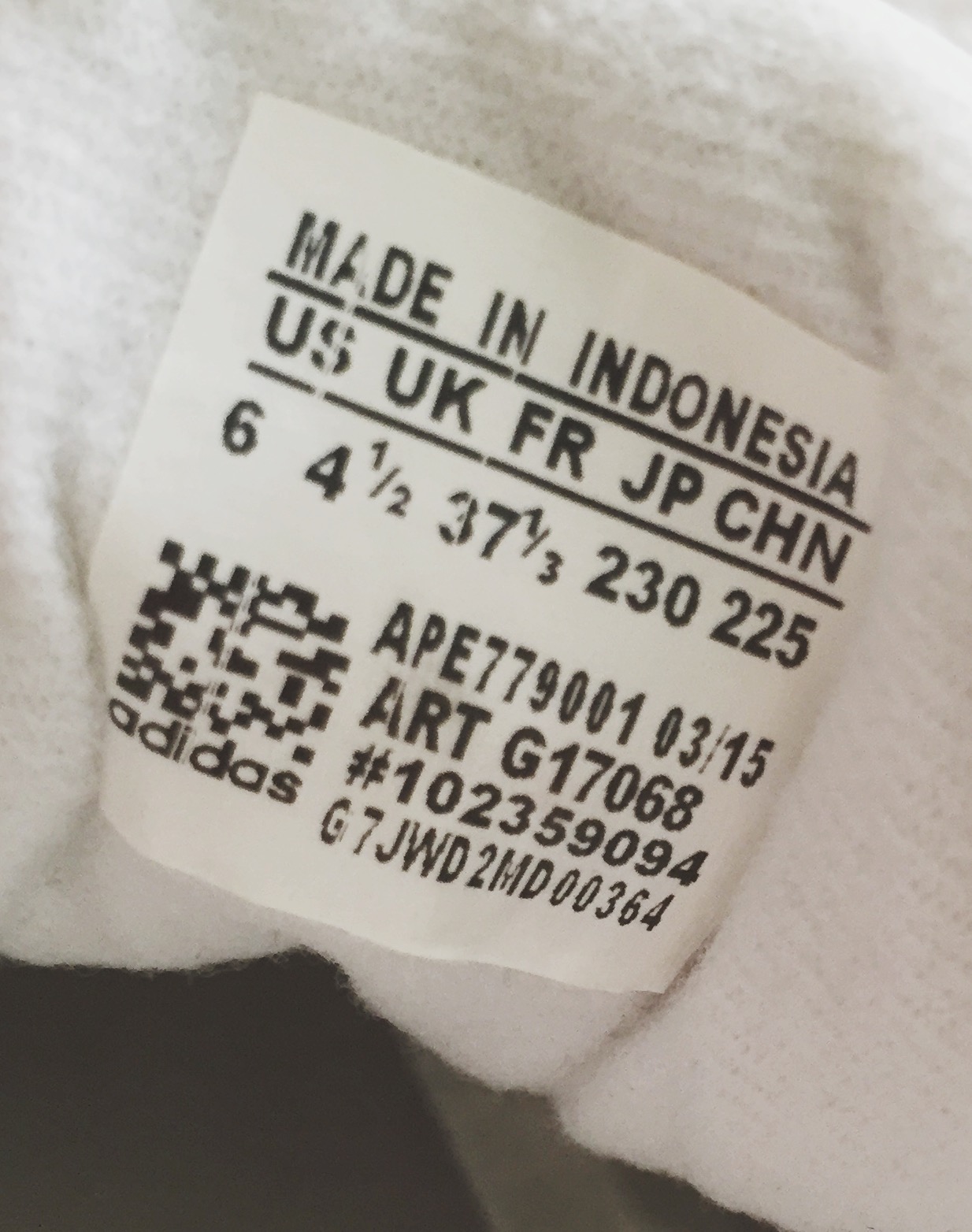 adidas product number on tag