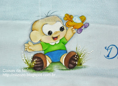 pintura do cebolinha baby com aviaozinho de brinquedo