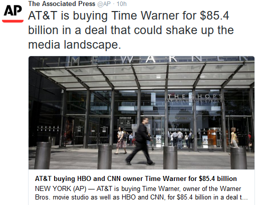 AT&T is buying HBO & CNN parent company Time Warner for $85bn