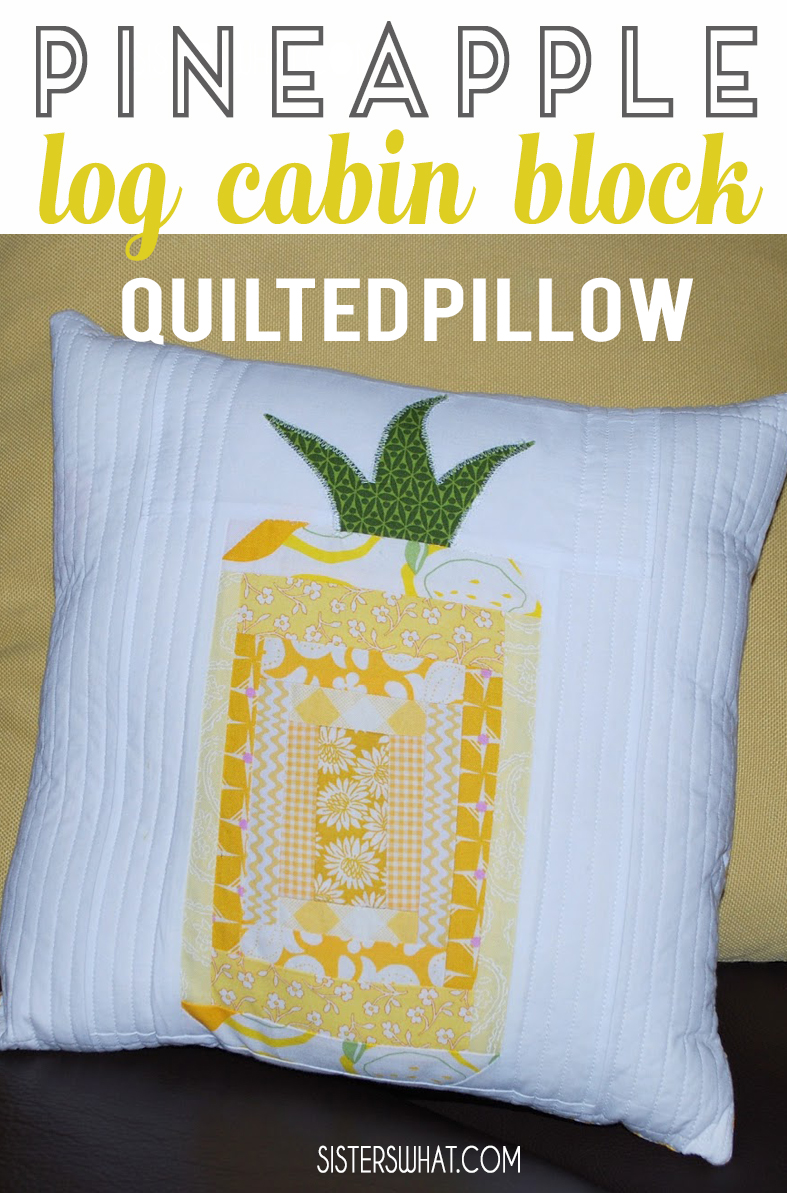 pineapple log cabin block quilted pillow