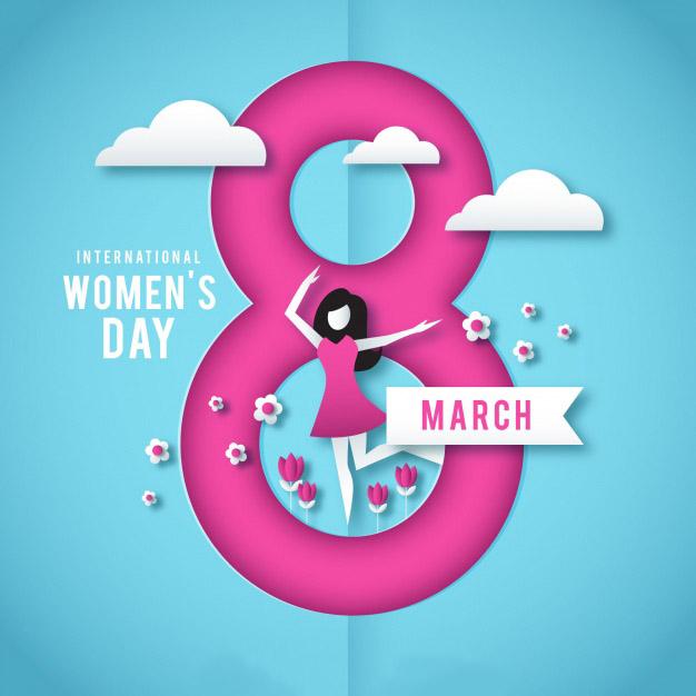 Women's day background in paper style Free Vector