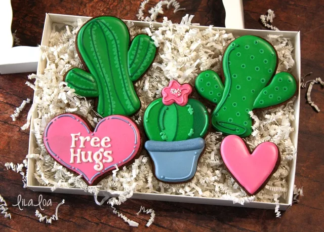 Valentine's Day cactus cookie tutorial