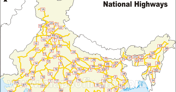 National Highways Map Of India National Highways Map Of India