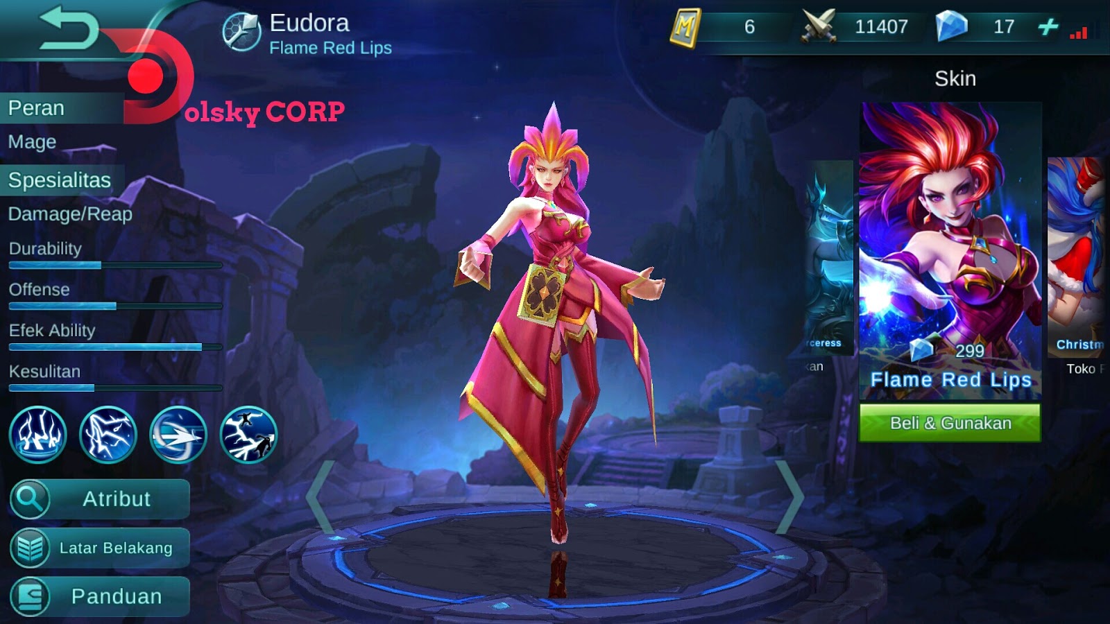 Hero Eudora Flame Red Lips High Damage Build Set Up Gear