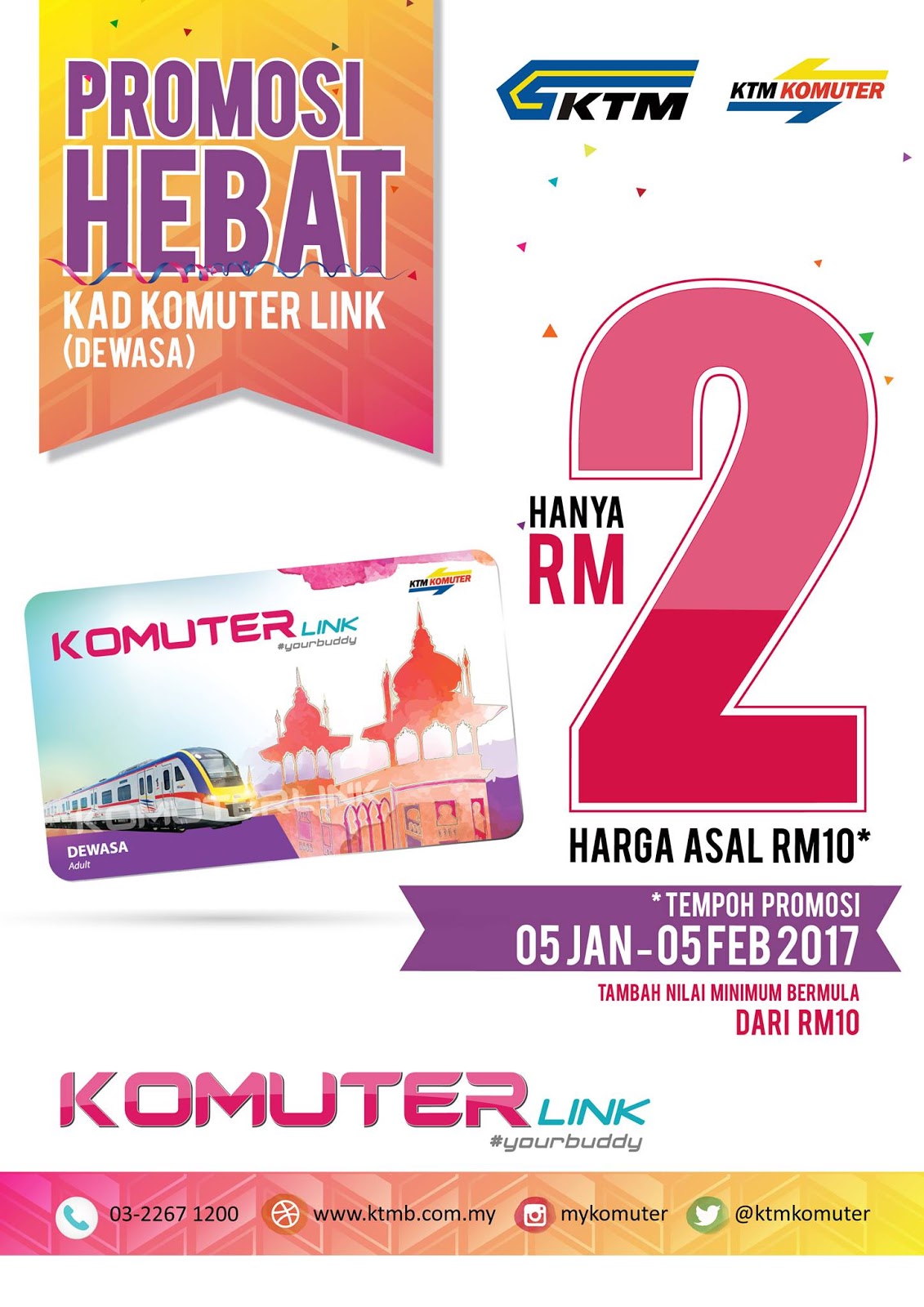 KTM Kad Komuter Link RM2 (Normal Price: RM10, Minimum Top Up: RM10
