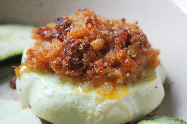 Stuffed pattypan squash after baking