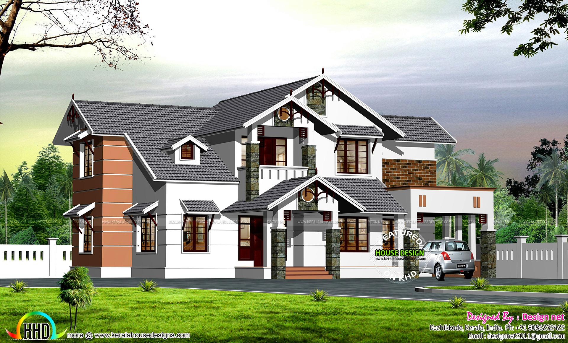 Dormer Window Modern Sloping Roof House Kerala Home Design