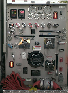 control panel on side of fire truck