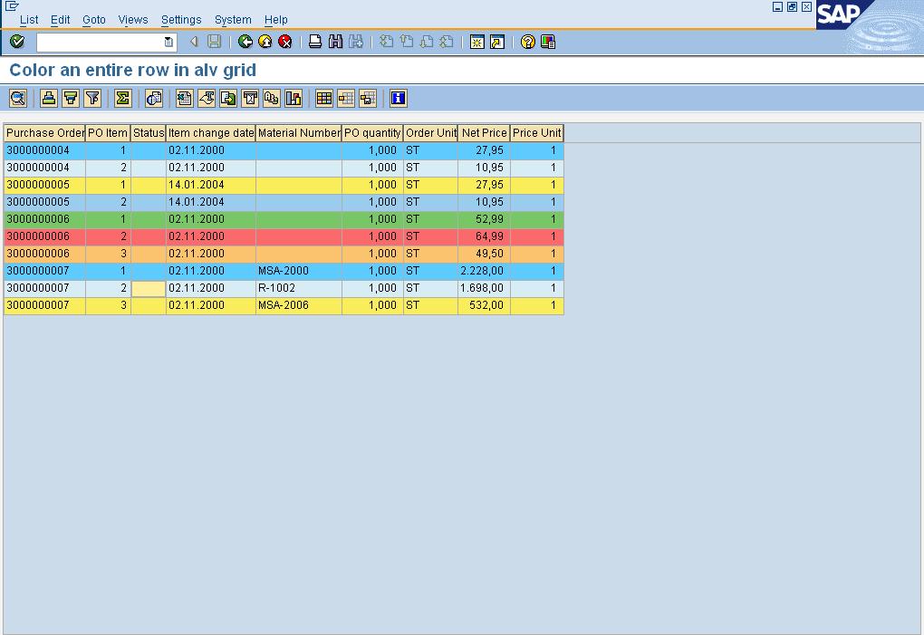 Abap grid. Цвета sap. цвета alv. grid цвет ячейки. abap цвета alv.
