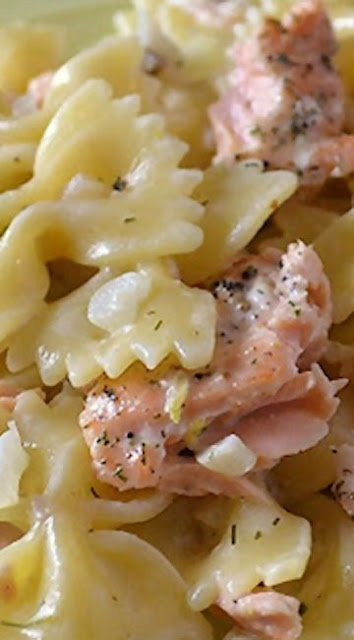 A delicious and easy meal that's great for any night of the week! Salmon and Pasta with Lemon Dill Sauce Recipe from Hot Eats and Cool Reads