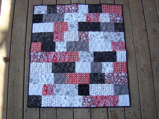 Red and black bricks quick and easy baby quilt