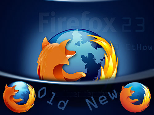 New firefox 23 with better features and security. New firefox logo.
