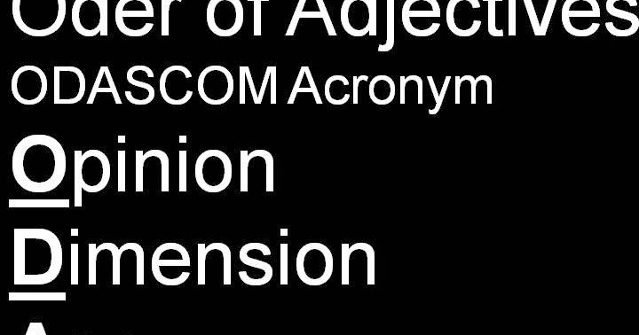 Order of Adjectives How to Remember and Teach in a Fun Way