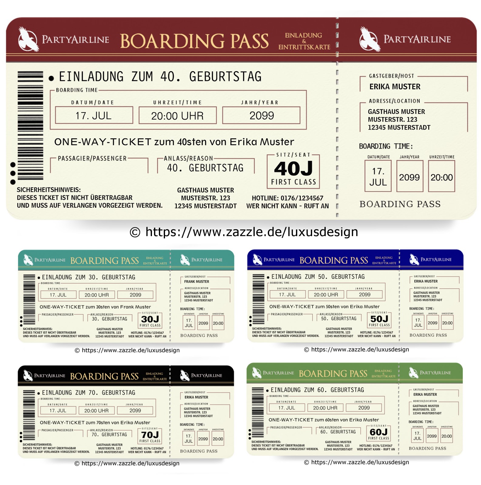 Coole Einladungskarten Zum Geburtstag Als Flugticket Boarding Pass
