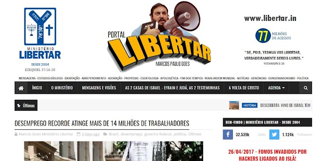 SITE LIBERTAR.IN FOI INVADIDO POR HARCKERS ISLÂMICOS, MAS JÁ VOLTA A FUNCIONAR