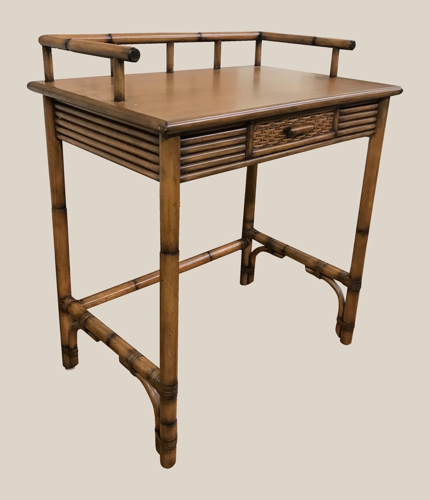 Uhuru Furniture & Collectibles Small Dark Rattan Desk 125 SOLD