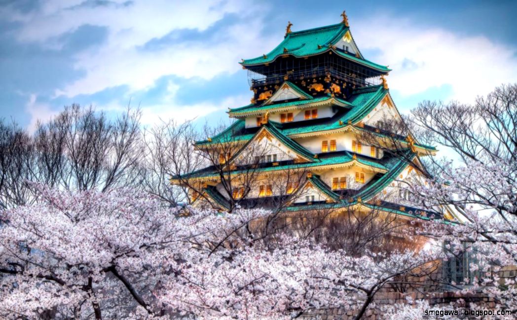Cherry Blossom And Castle | Mega Wallpapers