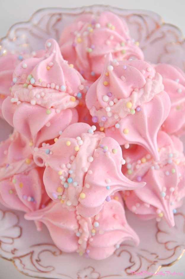 Pink Piccadilly Pastries Pink Vanilla Meringues with Cotton Candy