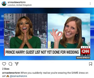 The moment CNN anchor, Zain Asher and her colleague Anna Stewart realised they coincidentally wore same dress on Air